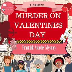 Valentine's Day Murder Mystery Dinner Party Game (Printable) image 1