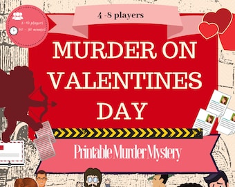 Valentine's Day Murder Mystery Kit  // Murder mystery game // dinner party game //murder mystery party// Printable dinner party game//