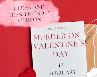 CLEAN Valentine's Murder Mystery // Flexible 4-15 Player Detective Game Printable murder mystery party game // Valentine's party game