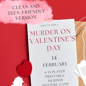 CLEAN Valentine's Murder Mystery // Flexible 4-15 Player Detective Game Printable murder mystery party game // Valentine's party game