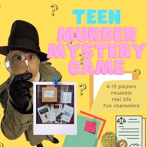 Teen Murder Mystery Game Party games for kids Clean activity Family games and activities birthday activity image 1