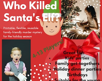 Who Killed Santa's Elf? // Family friendly Christmas Murder Mystery //Printable Holiday Games  //Kids Christmas Games //Teen activity pack