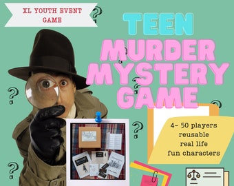 XL 50 Player Clean Murder Mystery Game | 4- 50 players Youth Church Community Scout Choir High School Middle Grade Activity | Printable Game