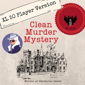 XL 50 Player Classic Christmas Castle Murder Mystery | 5-50 reusable printable mystery game | Printable party game | Family Friendly | Zoom