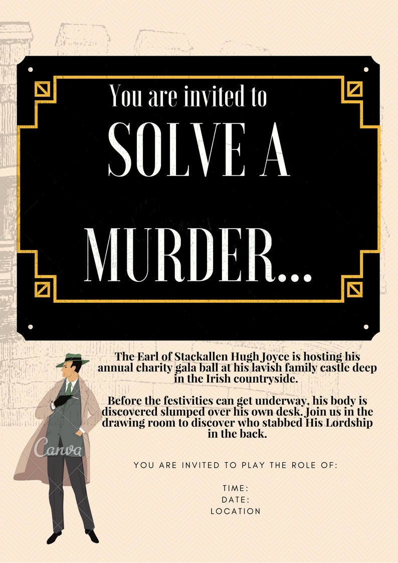 Classic Castle Murder Mystery Printable game Clean activity for kids and colleagues Date night Birthday Party Detective Game image 2