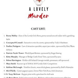 A Lovely Murder 4-13 players Murder, She Wrote Pageant Murder Mystery Game Zoom Friendly Hen Party Game Girls night Father Ted image 4