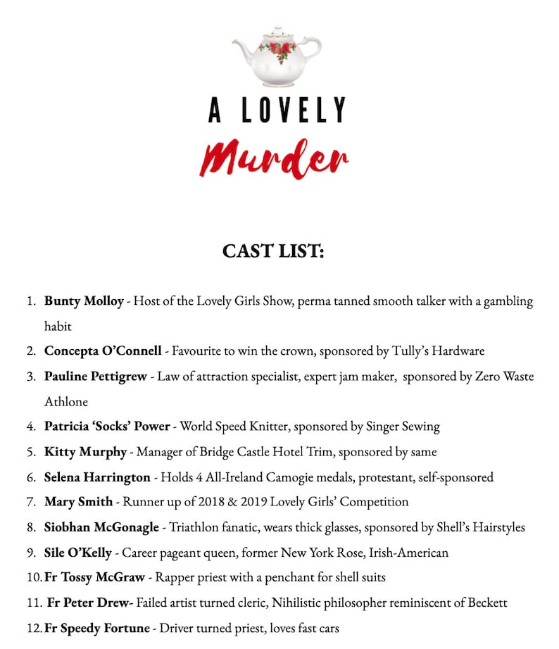 A Lovely Murder 4-13 players Murder, She Wrote Pageant Murder Mystery Game Zoom Friendly Hen Party Game Girls night Father Ted image 4