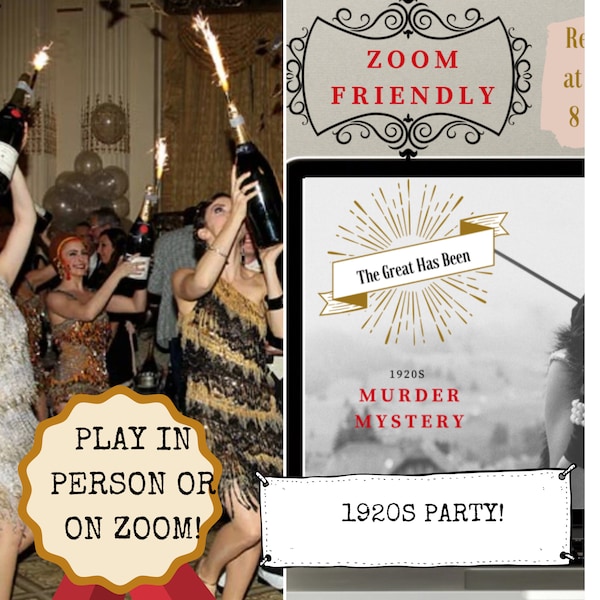 1920s Murder Mystery 8-20 joueurs | Gatsby sur l'Orient Express | Jeu d'Halloween imprimable | Jeu de bachelorette en milieu de travail