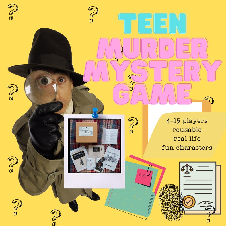 Teen Murder Mystery Game Party games for kids Clean activity Family games and activities birthday activity image 1
