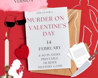 XL Valentine's Murder Mystery // Flexible 4 - 50 Player Detective Game Printable murder mystery party game // Valentine's party game