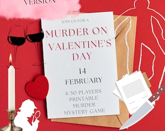 XL Valentine's Murder Mystery // Flexible 4 - 50 Player Detective Game Printable murder mystery party game // Valentine's party game