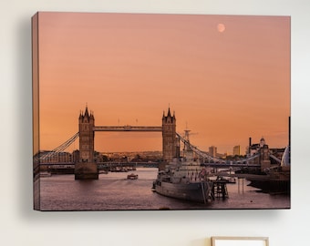Tower Bridge London Canvas Print: Thames River Cityscape Wall Art