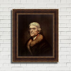 Rembrandt Peale &quot;Thomas Jefferson&quot; Framed Canvas Giclee Print (MD804-80 Bronze Finish with Gold Beading) - Free Shipping
