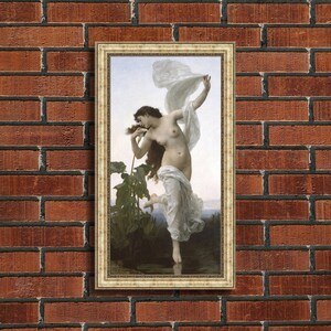 William-Adolphe Bouguereau &quot;Dawn&quot; Framed Canvas Giclee Print (MD393-05 Silver Finish) - Free Shipping
