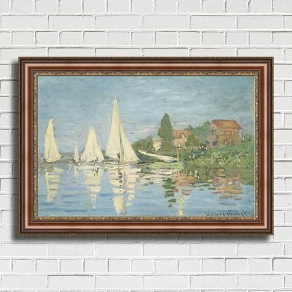 Claude Monet regatta at Argenteuil Framed Canvas | Etsy