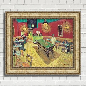 Vincent van Gogh &quot;The Night Café&quot; Framed Canvas Giclee Print (MD393-05 Silver Finish) - Free Shipping
