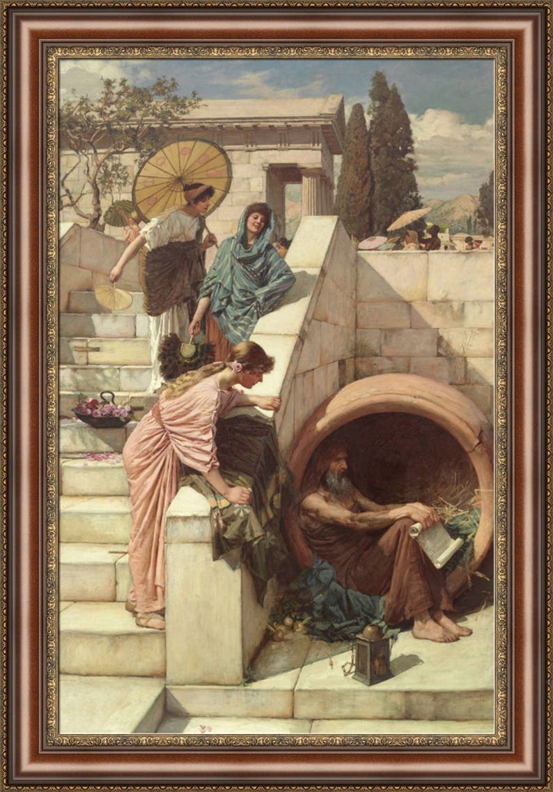 John William Waterhouse Diogenes Framed Canvas Etsy