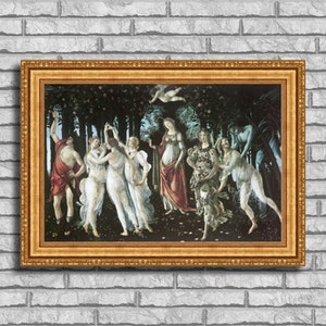Sandro Botticelli &quot;La Primavera&quot; Framed Canvas Giclee Print (MD535-01 Gold Finish) - Free Shipping