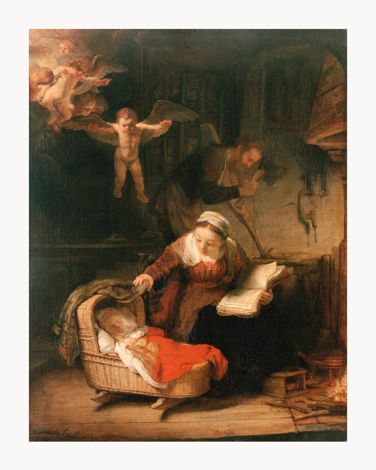 Rembrandt's Holy Family With Angels: Giclee Canvas Art Print (unframed