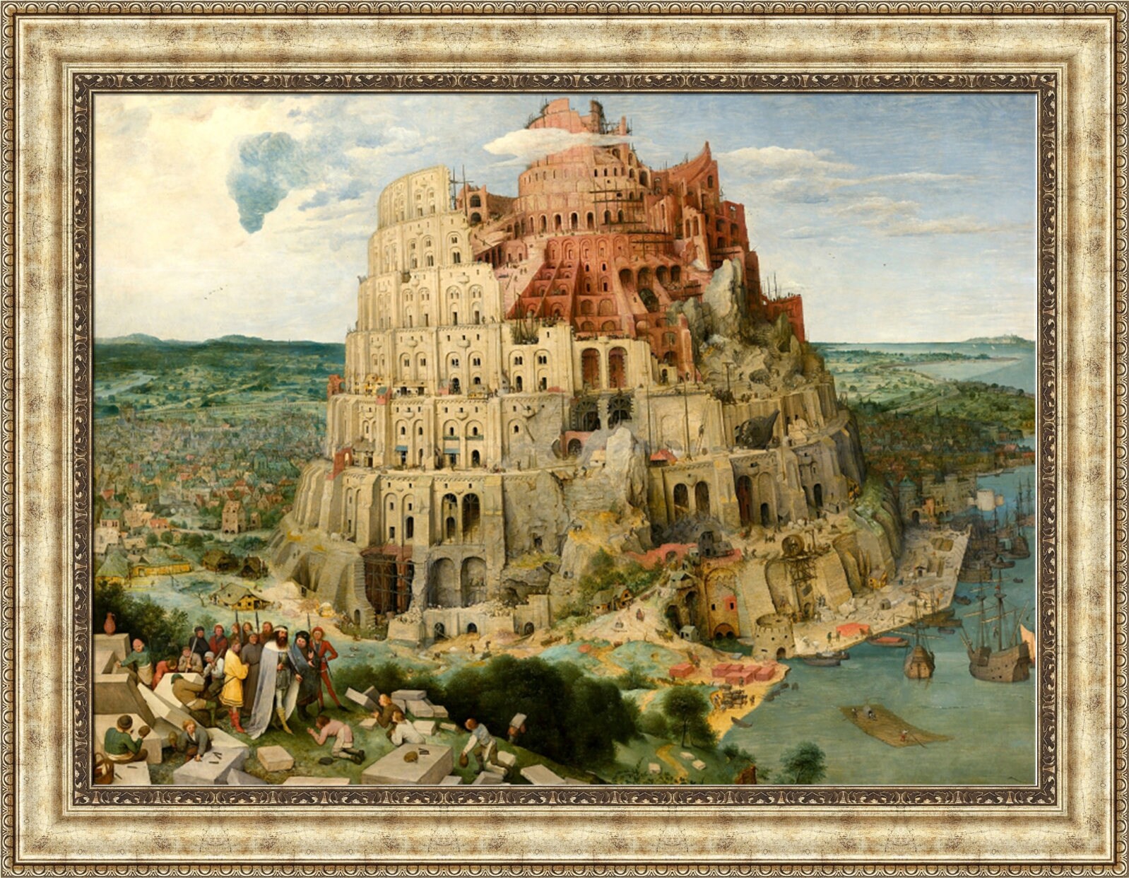 Tower of Babel Giclee Canvas Print: Pieter Bruegel, Silver Frame