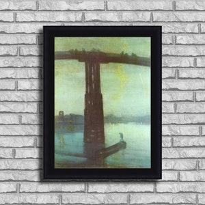 James Abbott McNeill Whistler &quot;Nocturne in Black and Gold&quot; Framed Canvas Giclee Print (Rolled Canvas - Unframed) - Free Shipping