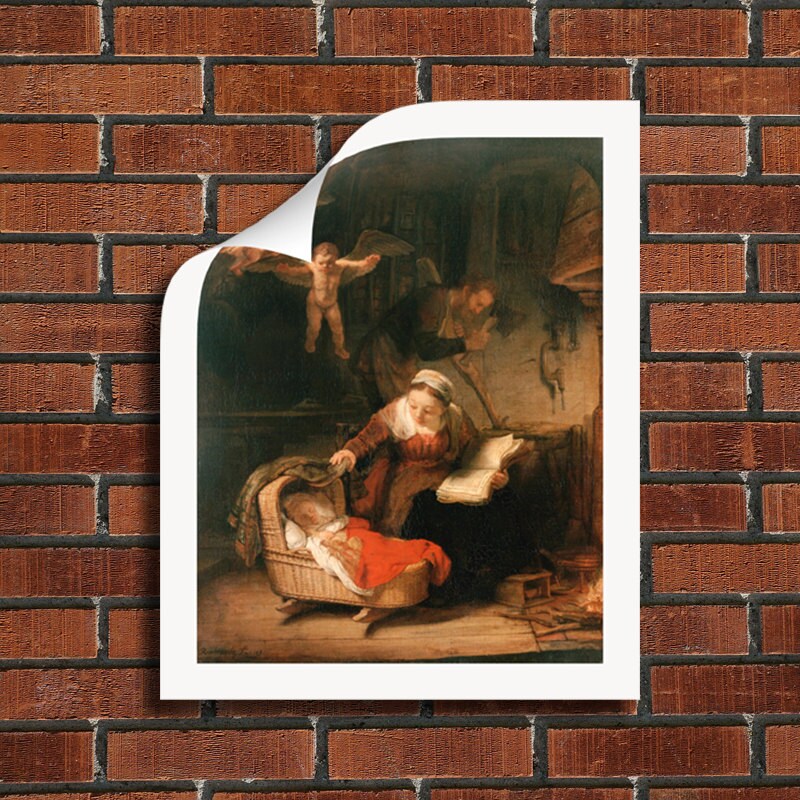 Rembrandt's Holy Family With Angels: Giclee Canvas Art Print (unframed
