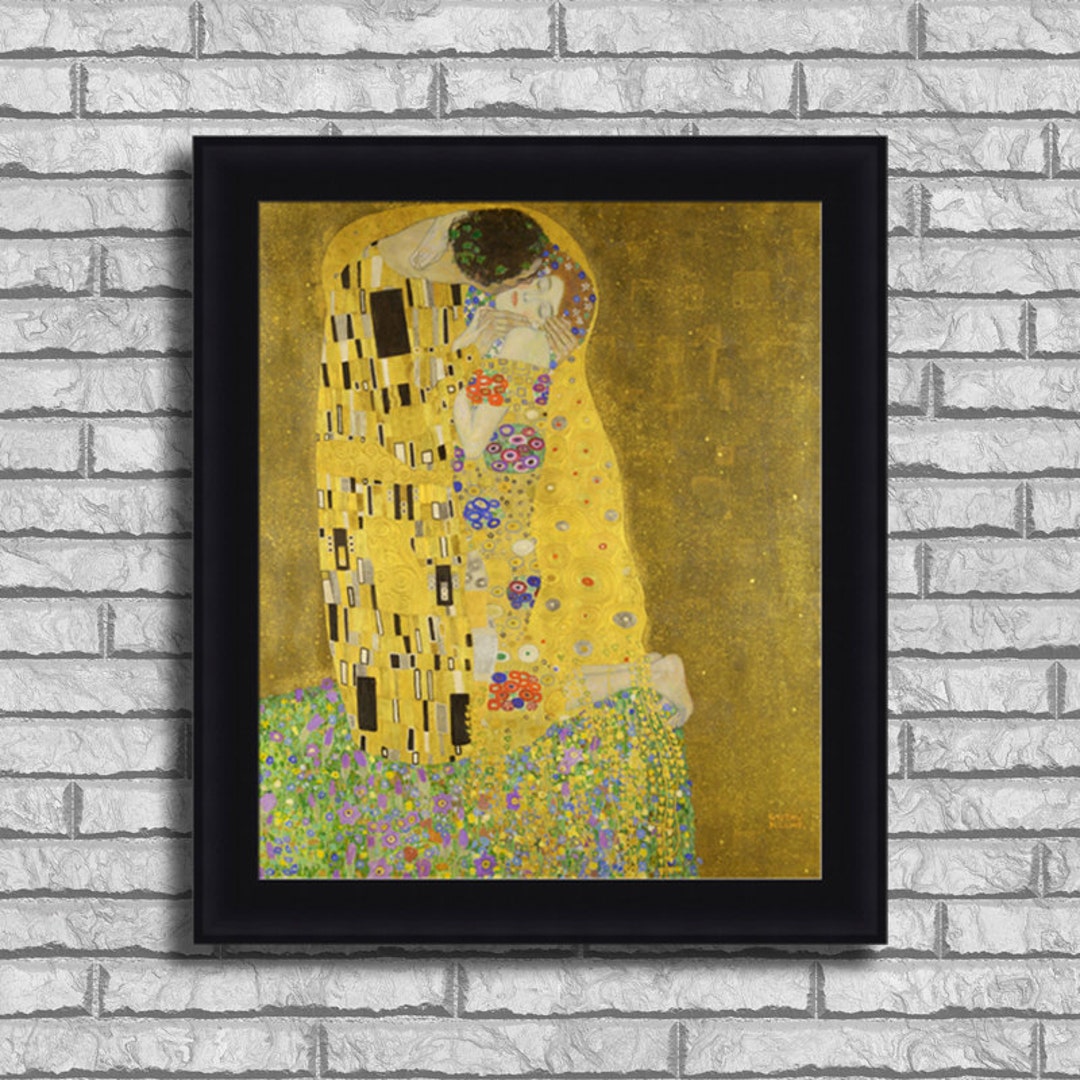 Gustav Klimt "the Kiss" Framed Canvas Giclee Print (MD370-70 Black ...