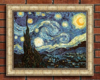 Vincent Van Gogh the Starry Night Framed Canvas | Etsy
