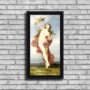 William-Adolphe Bouguereau "Day" Framed Canvas Giclee Print (MD370-70 Black Finish) - Free Shipping