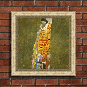 Gustav Klimt &quot;Hope 2&quot; Framed Canvas Giclee Print (MD393-05 Silver Finish) - Free Shipping