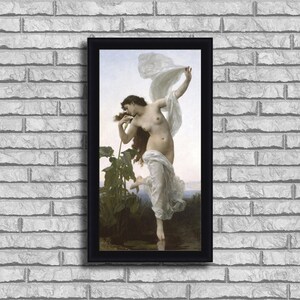 William-Adolphe Bouguereau &quot;Dawn&quot; Framed Canvas Giclee Print (MD370-70 Black Finish) - Free Shipping
