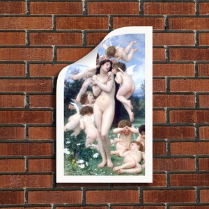 William-Adolphe Bouguereau "Return of Spring" Framed Canvas Giclee Print (Rolled Canvas - Unframed) - Free Shipping