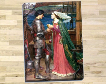 John William Waterhouse "Tristan and Isolde" Gallery Wrapped Canvas Giclee Print (Stretched-Border) - Free Shipping