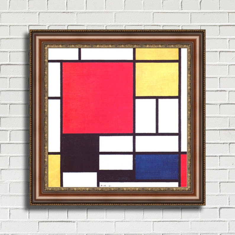 Piet Mondrian composition in Red Yellow Blue and - Etsy