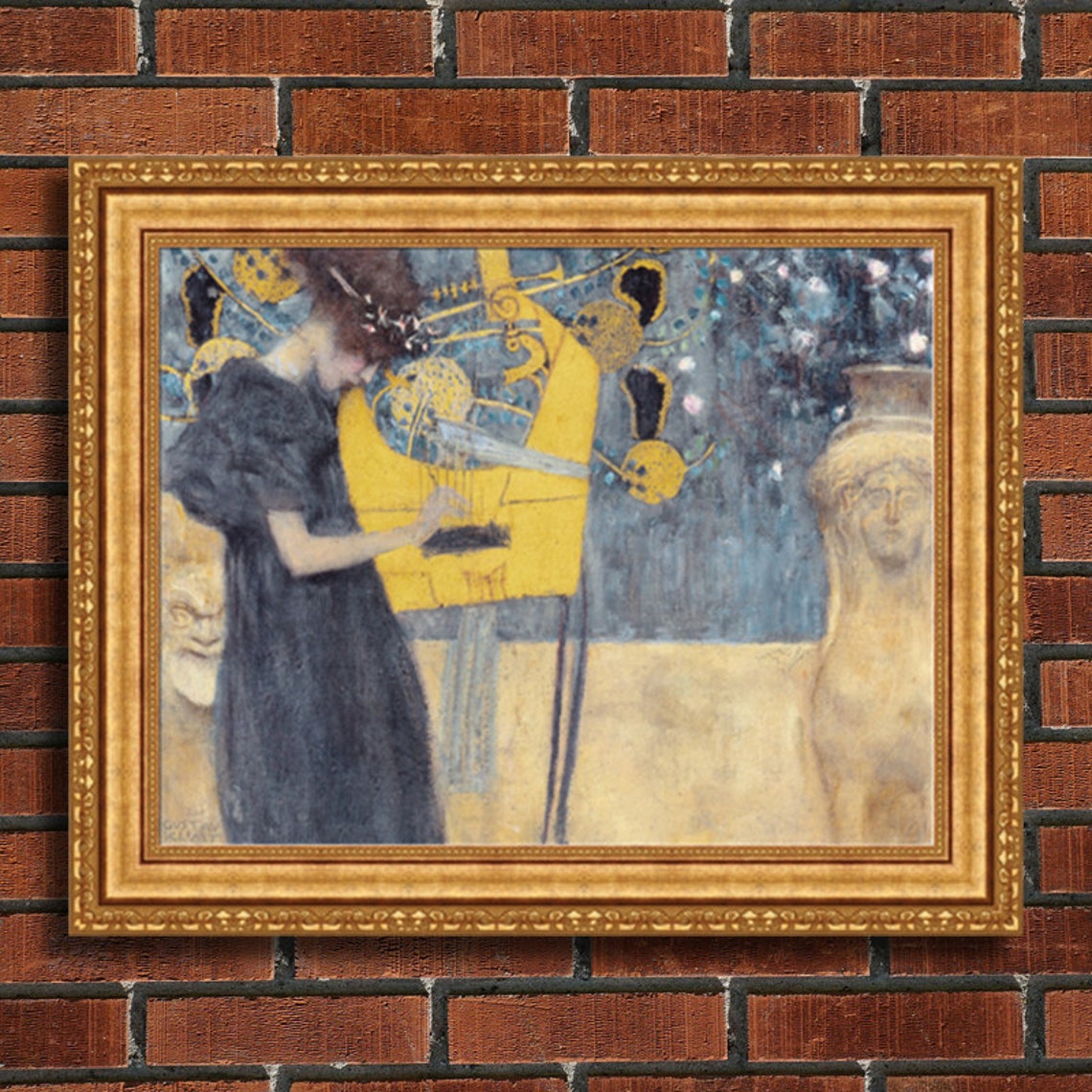 Gustav Klimt music Framed Canvas Giclee Print Etsy UK