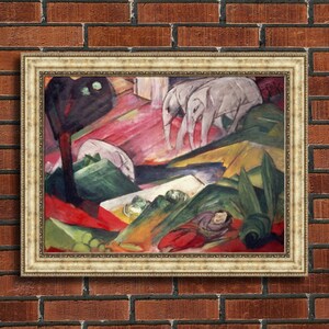Franz Marc &quot;The Dream&quot; Framed Canvas Giclee Print (MD393-05 Silver Finish) - Free Shipping