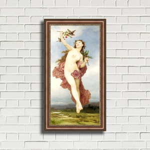 William-Adolphe Bouguereau "Day" Framed Canvas Giclee Print (MD393-03 Brown Finish with Gold Trim) - Free Shipping