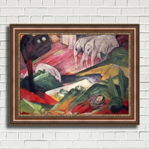 Franz Marc &quot;The Dream&quot; Framed Canvas Giclee Print (MD393-03 Brown Finish with Gold Trim) - Free Shipping