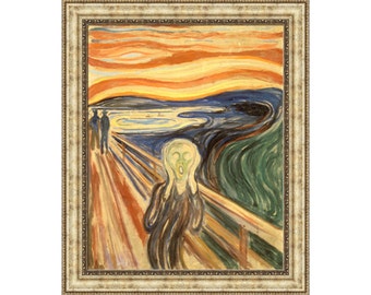 Edvard Munch "The Scream" Framed Canvas Giclee Print (MD393-05 Silver Finish) - Free Shipping