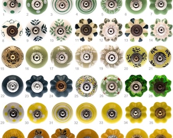 Keramische deurknoppen Groenen, geel, sinaasappels, handgeschilderde ontwerpen Kast Keukenkast Lade trekt voor kasten, dressoirs en kasten