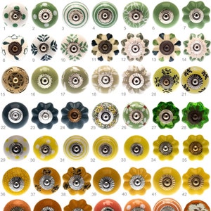 Türgriffe aus Keramik in Grün, Gelb, Orange, handbemalte Designs, Schrank, Küchenschrank, Schubladengriffe für Schränke Bild 1
