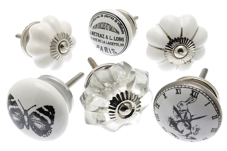 Ceramic Door Knobs of Vintage Style Clocks and Black and White Etsy