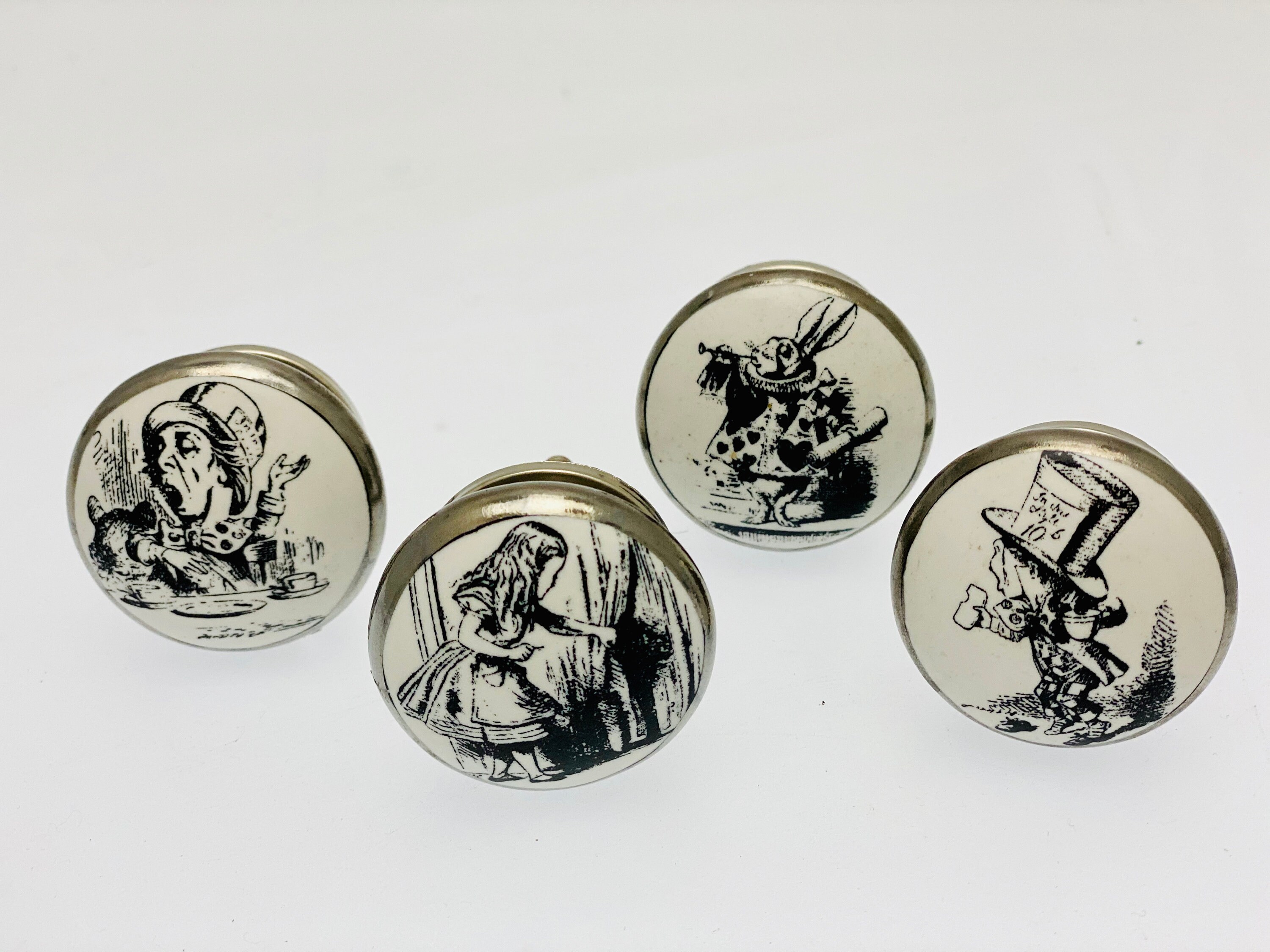 Ceramic Door Knobs Alice in Wonderland Antique Silver Set of Etsy