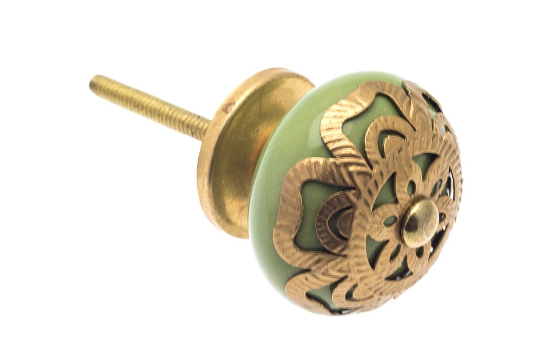 Ceramic Door Knobs Vintage Style Moroccan Brass Fretwork in Etsy UK