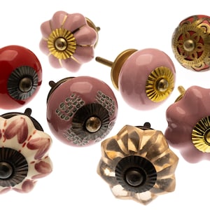 Ceramic Dresser Knobs - Decorative Cabinet Hardware, Boho Chic Furniture Pulls