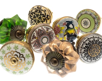 Meubelknop set x 8, meubelknop, meubelknoppen, meubelhandvat, vintage keramische porseleinen set (MG-212-A)