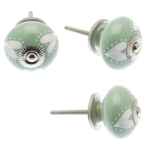 Kastknoppen Handgeschilderde keramische keukenladedeurkruk Exclusief ontworpen handgeschilderde pastelroze, groene en crèmekleurige tinten set van 8 afbeelding 8