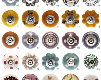 Hochwertige Schrankknöpfe,Vintage, Shabby Chic,Antiksilber, verschiedene handbemalte Keramikdesigns, Schrank, Küchenschrank,Schubladengriffe