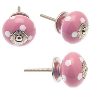 Kastknoppen Handgeschilderde keramische keukenladedeurkruk Exclusief ontworpen handgeschilderde pastelroze, groene en crèmekleurige tinten set van 8 afbeelding 7