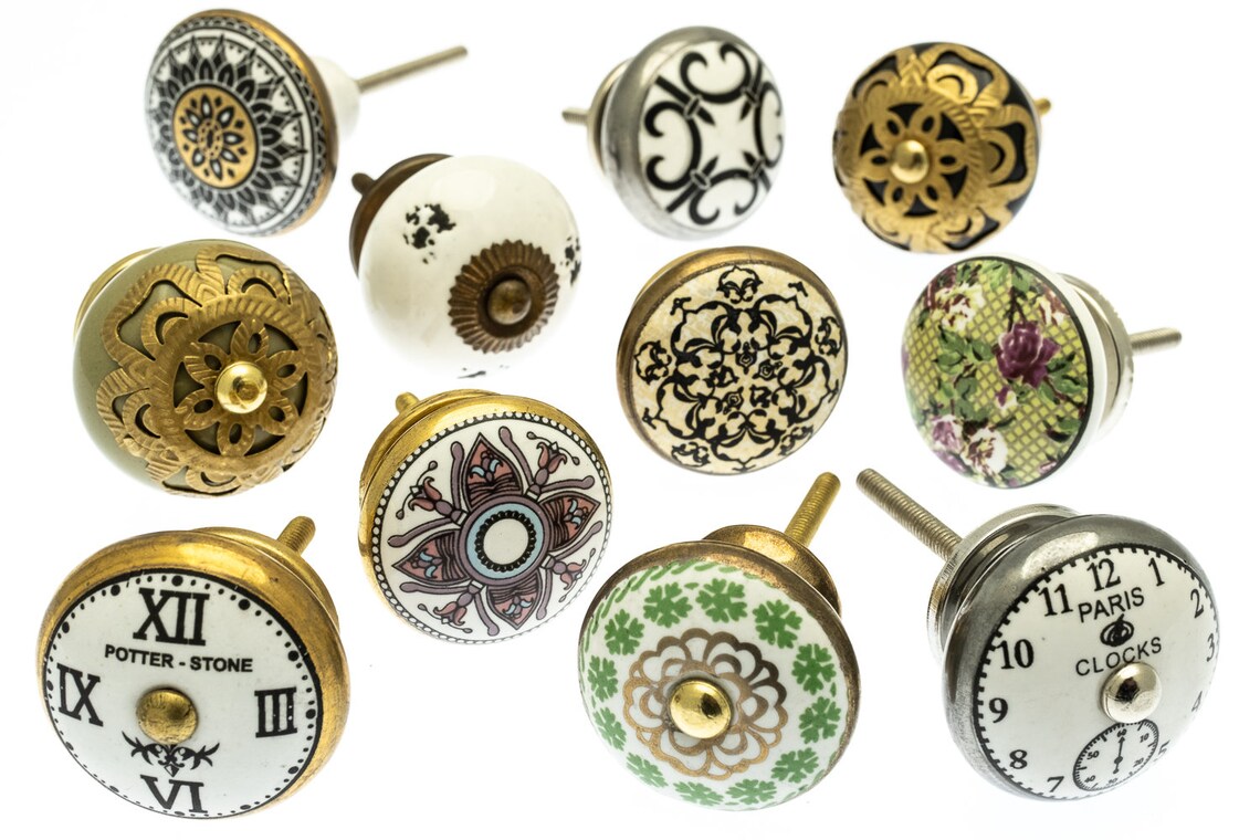 Porcelain Door Knobs Vintage Style Moroccan Green Black and Etsy